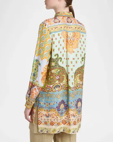 Etro Multicolor Paisley Silk Button-Front Shirt | Thumbnail 2
