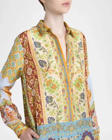 Etro Multicolor Paisley Silk Button-Front Shirt | Thumbnail 4