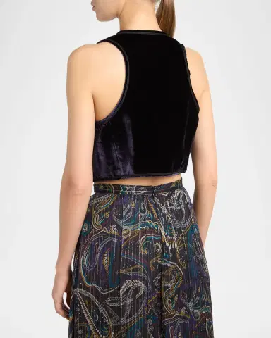 Etro Embellished Paisley Velvet Cropped Vest | Thumbnail 2