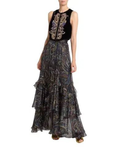 Etro Embellished Paisley Velvet Cropped Vest | Thumbnail 1