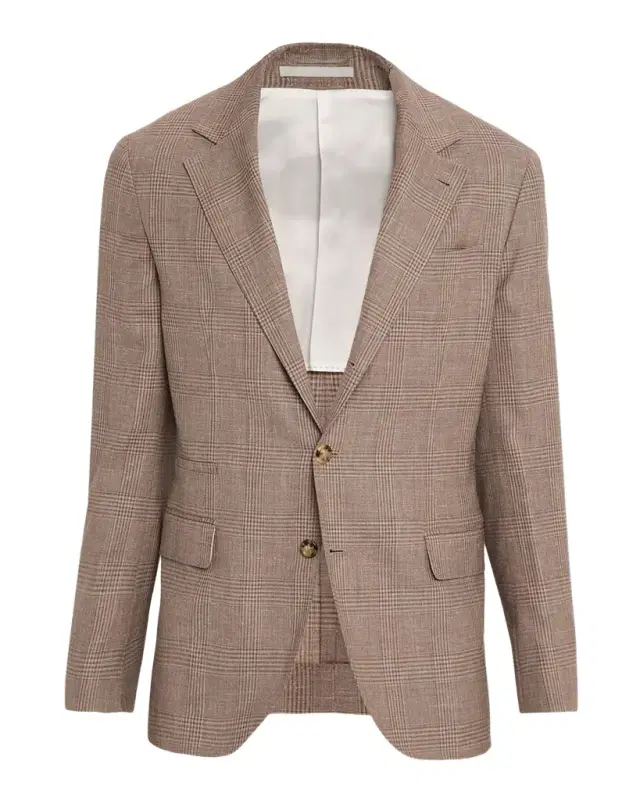 Men 's Wool, Silk and Linen Glen Plaid Suit Jacket