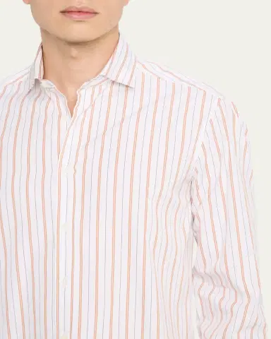 Brunello Cucinelli Men's Multi-Stripe Cotton Slim-Fit Button-Down Shirt | Thumbnail 5