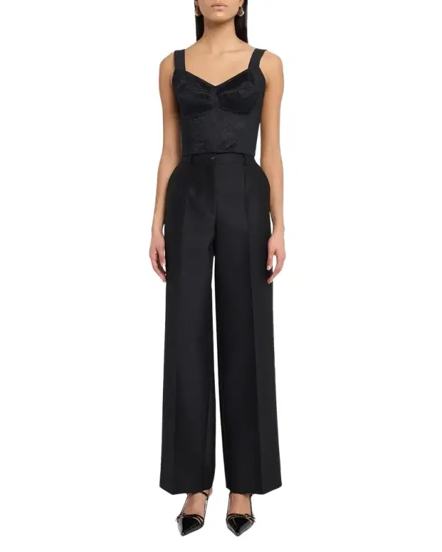 Dolce & Gabbana Lace Jacquard Crop Bustier Top