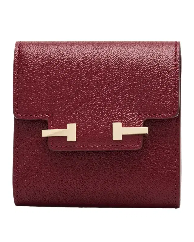 Aube Grain Leather Compact Wallet