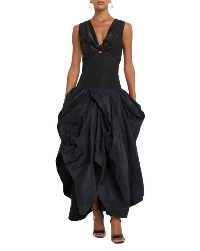 Draped Bustier Sleeveless Maxi Dress
