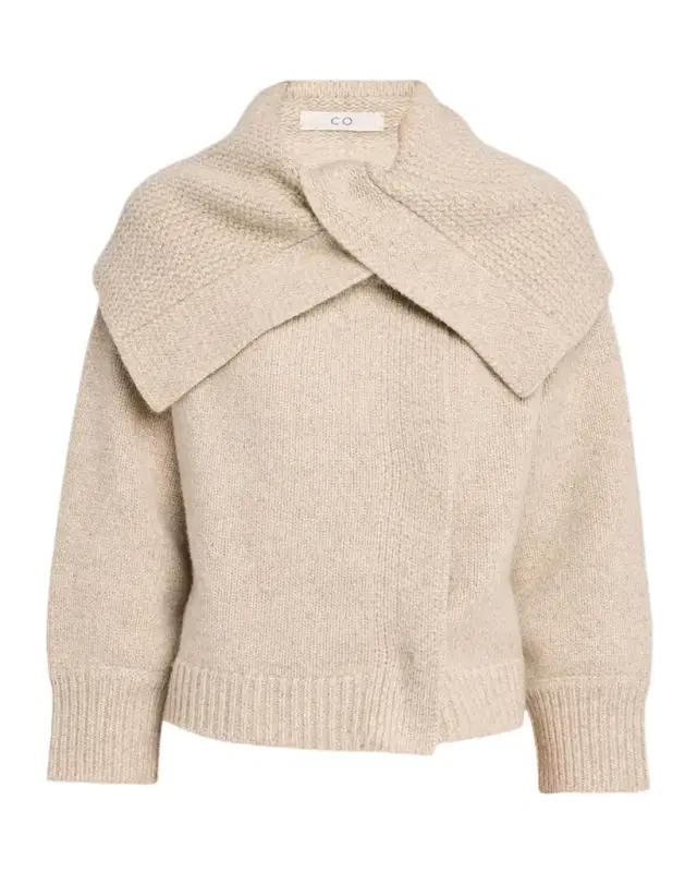 Funnel-Neck Wool-Cashmere Cardigan