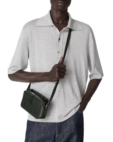 Bottega Veneta Men's Getaway Leather Phone Pouch with Strap | Thumbnail 1