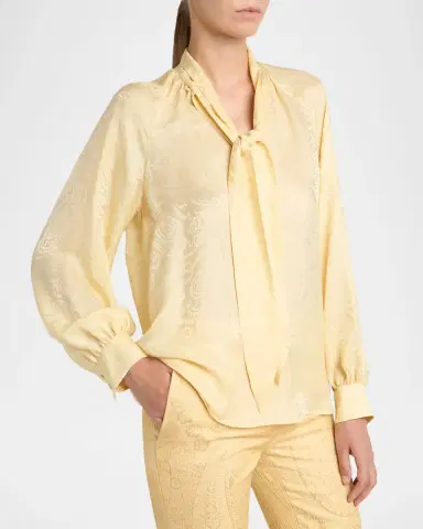 Etro Paisley Jacquard Tie-Neck Blouse | Thumbnail 3 Etro Paisley Jacquard Tie-Neck Blouse | Thumbnail 3