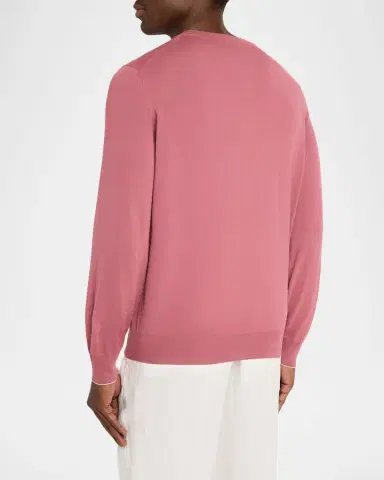 Brunello Cucinelli Men's Wool and Cashmere Crewneck Sweater | Thumbnail 3 Brunello Cucinelli Men's Wool and Cashmere Crewneck Sweater | Thumbnail 3