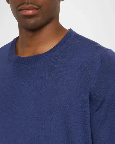 Brunello Cucinelli Men's Wool and Cashmere Crewneck Sweater | Thumbnail 9 Brunello Cucinelli Men's Wool and Cashmere Crewneck Sweater | Thumbnail 9