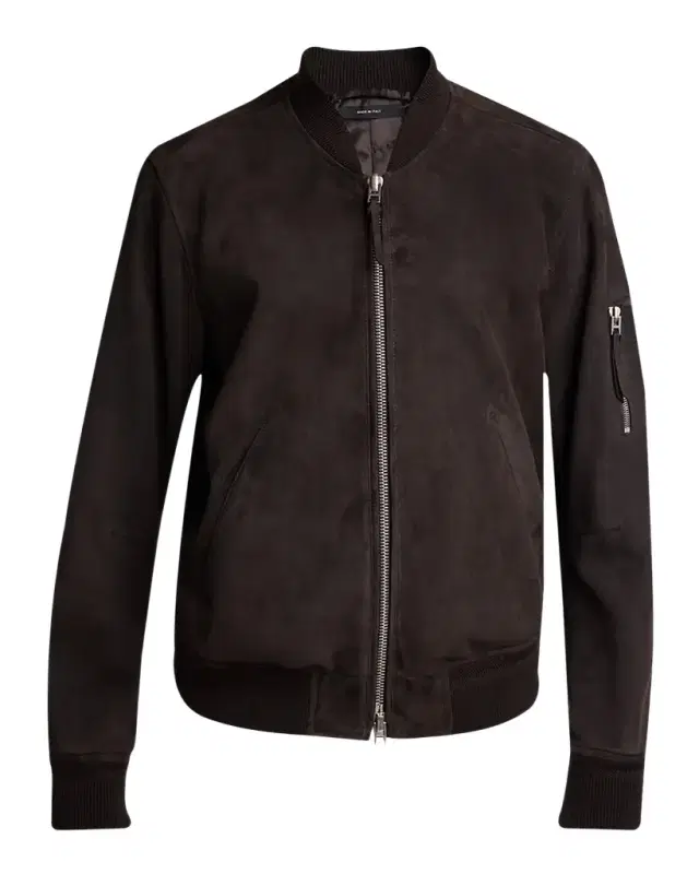 Men 's Brushed Suede Bomber Jacket