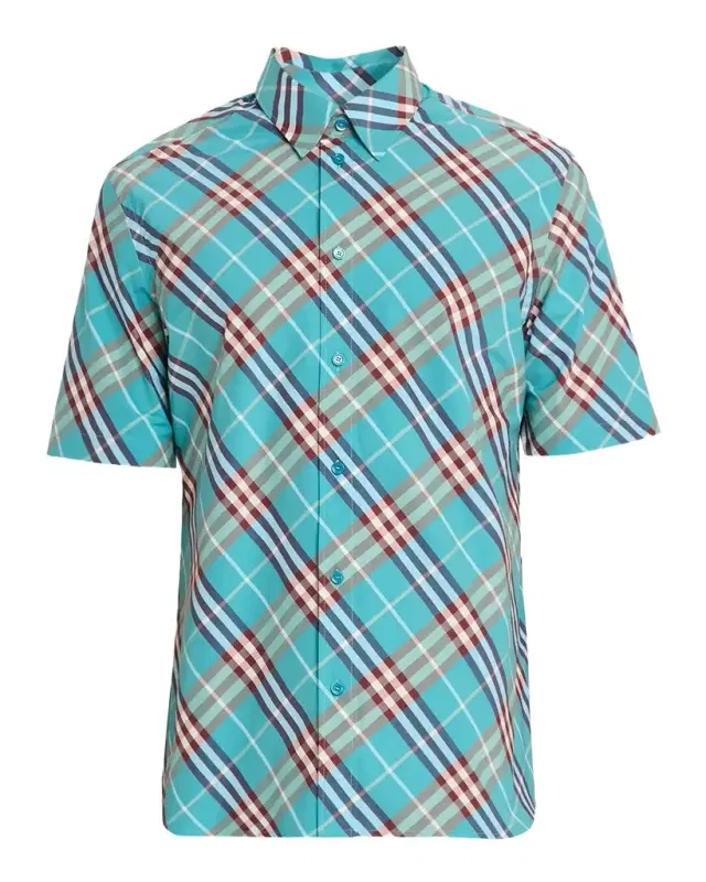 Men 's Relaxed-Fit Check Cotton Short-Sleeve Shirt