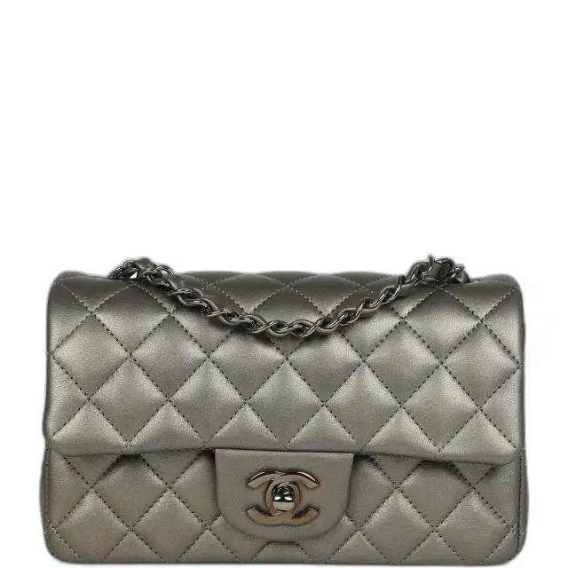 Chanel Mini Classic Rectangular Flap Bag Dark Silver Calfskin Ruthenium Hardware