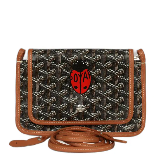 goyard Goyard Goyardine Canvas Black and Tan Ladybug Plumet Pocket Wallet Palladium Hardware