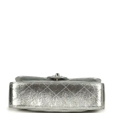 Chanel Pre-owned Chanel Small Classic Double Flap Silver Hammered Metallic Calfskin Silver Hardware | Thumbnail 6 Chanel Pre-owned Chanel Small Classic Double Flap Silver Hammered Metallic Calfskin Silver Hardware | Thumbnail 6