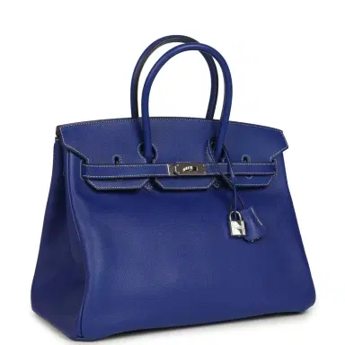 HERMÈS Pre-owned Hermes Candy Birkin 35 Bleu Electric Verso Epsom Palladium Hardware | Thumbnail 2 HERMÈS Pre-owned Hermes Candy Birkin 35 Bleu Electric Verso Epsom Palladium Hardware | Thumbnail 2