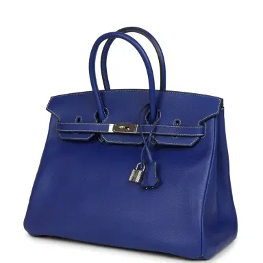 HERMÈS Pre-owned Hermes Candy Birkin 35 Bleu Electric Verso Epsom Palladium Hardware | Thumbnail 3 HERMÈS Pre-owned Hermes Candy Birkin 35 Bleu Electric Verso Epsom Palladium Hardware | Thumbnail 3