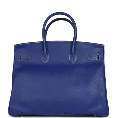 HERMÈS Pre-owned Hermes Candy Birkin 35 Bleu Electric Verso Epsom Palladium Hardware | Thumbnail 5 HERMÈS Pre-owned Hermes Candy Birkin 35 Bleu Electric Verso Epsom Palladium Hardware | Thumbnail 5