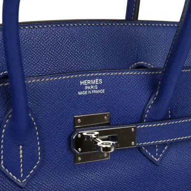 HERMÈS Pre-owned Hermes Candy Birkin 35 Bleu Electric Verso Epsom Palladium Hardware | Thumbnail 7 HERMÈS Pre-owned Hermes Candy Birkin 35 Bleu Electric Verso Epsom Palladium Hardware | Thumbnail 7