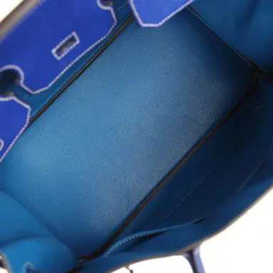 HERMÈS Pre-owned Hermes Candy Birkin 35 Bleu Electric Verso Epsom Palladium Hardware | Thumbnail 8 HERMÈS Pre-owned Hermes Candy Birkin 35 Bleu Electric Verso Epsom Palladium Hardware | Thumbnail 8