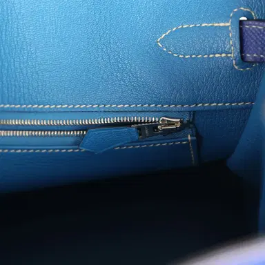 HERMÈS Pre-owned Hermes Candy Birkin 35 Bleu Electric Verso Epsom Palladium Hardware | Thumbnail 9 HERMÈS Pre-owned Hermes Candy Birkin 35 Bleu Electric Verso Epsom Palladium Hardware | Thumbnail 9