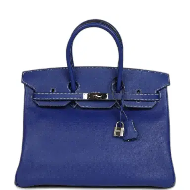 HERMÈS Pre-owned Hermes Candy Birkin 35 Bleu Electric Verso Epsom Palladium Hardware | Thumbnail 1 HERMÈS Pre-owned Hermes Candy Birkin 35 Bleu Electric Verso Epsom Palladium Hardware | Thumbnail 1