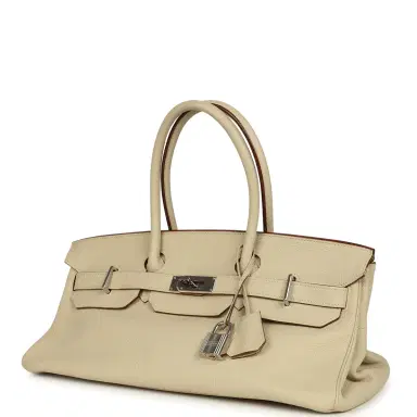 HERMÈS Vintage Hermes Shoulder Birkin 42 JPG Parchemin Clemence Palladium Hardware | Thumbnail 3 HERMÈS Vintage Hermes Shoulder Birkin 42 JPG Parchemin Clemence Palladium Hardware | Thumbnail 3