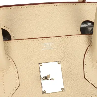 HERMÈS Vintage Hermes Shoulder Birkin 42 JPG Parchemin Clemence Palladium Hardware | Thumbnail 7 HERMÈS Vintage Hermes Shoulder Birkin 42 JPG Parchemin Clemence Palladium Hardware | Thumbnail 7