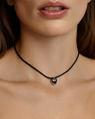 Jennifer Fisher Small Puffy Heart Leather Cord Necklace | Thumbnail 1