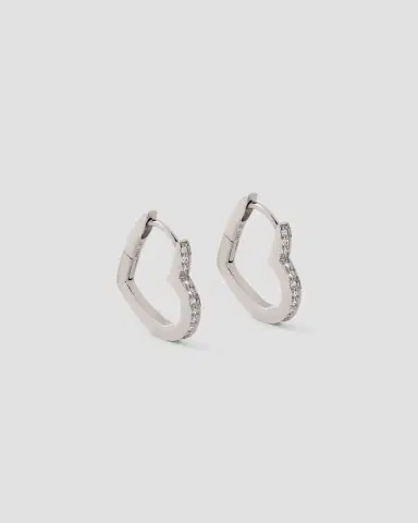 Jennifer Fisher 18k Small Heart Huggie With Pavé White Diamonds | Thumbnail 2