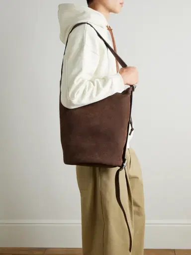 Loewe Loop Medium Logo-Debossed Nubuck Bucket Bag - Men | Thumbnail 2