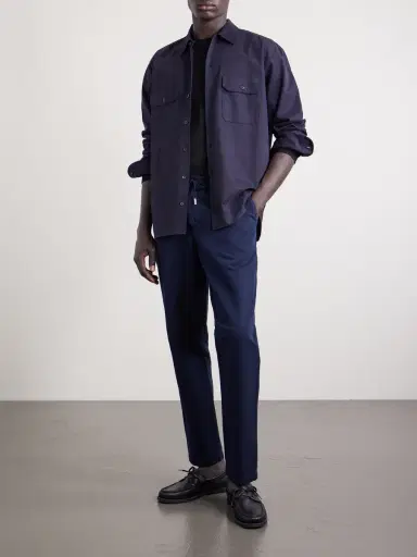 MR P. Straight-Leg Cotton and Linen-Blend Twill Drawstring Trousers - Men | Thumbnail 2