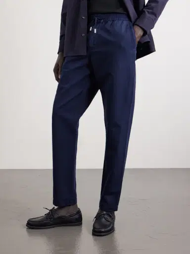 MR P. Straight-Leg Cotton and Linen-Blend Twill Drawstring Trousers - Men | Thumbnail 3
