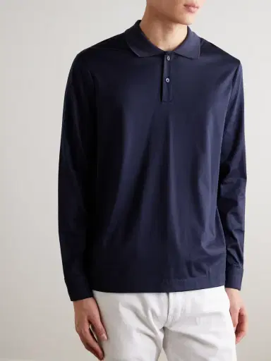 MR P. Silk and Cotton-Blend Polo Shirt - Men | Thumbnail 3