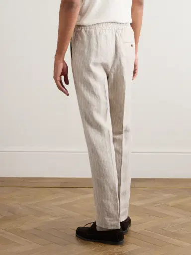 MR P. James Straight-Leg Striped Linen Suit Trousers - Men | Thumbnail 4
