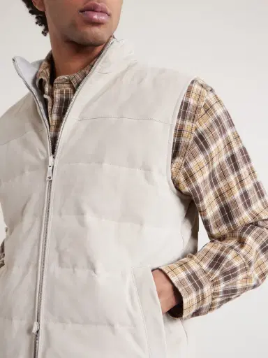 ELEVENTY Reversible Suede Quilted Down Gilet - Men | Thumbnail 4