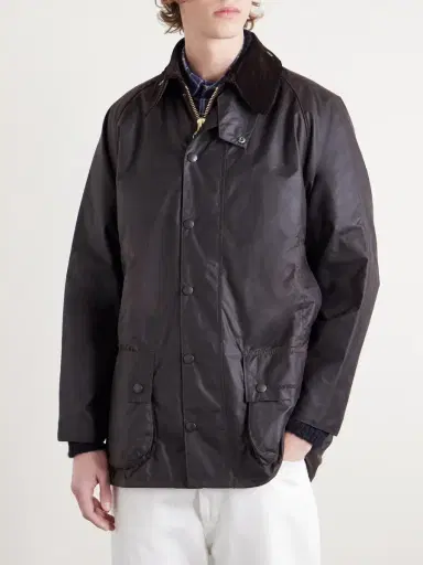 Barbour Beaufort Corduroy-Trimmed Waxed-Cotton Jacket - Men | Thumbnail 3