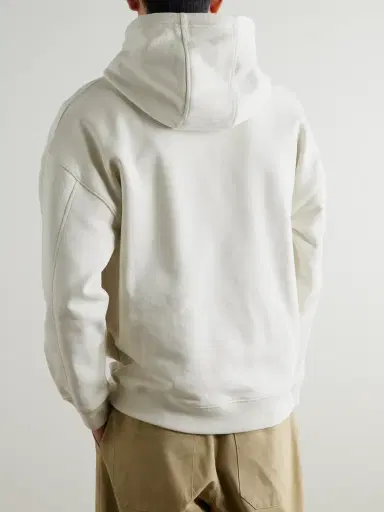 Loewe Logo-Embroidered Leather-Trimmed Cotton-Jersey Hoodie - Men | Thumbnail 3 Loewe Logo-Embroidered Leather-Trimmed Cotton-Jersey Hoodie - Men | Thumbnail 3