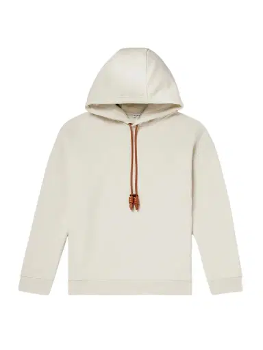 Loewe Logo-Embroidered Leather-Trimmed Cotton-Jersey Hoodie - Men | Thumbnail 1 Loewe Logo-Embroidered Leather-Trimmed Cotton-Jersey Hoodie - Men | Thumbnail 1