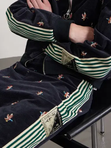 KAPITAL Cropped Flared Webbing-Trimmed Embroidered Cotton-Blend Corduroy Sweatpants - Men | Thumbnail 5 KAPITAL Cropped Flared Webbing-Trimmed Embroidered Cotton-Blend Corduroy Sweatpants - Men | Thumbnail 5