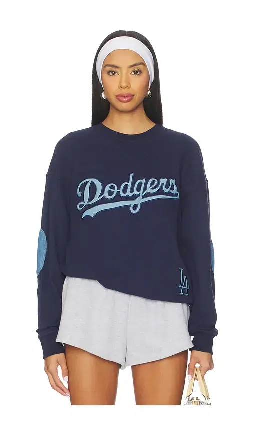 x REVOLVE Dodgers Denim Logo Sweater