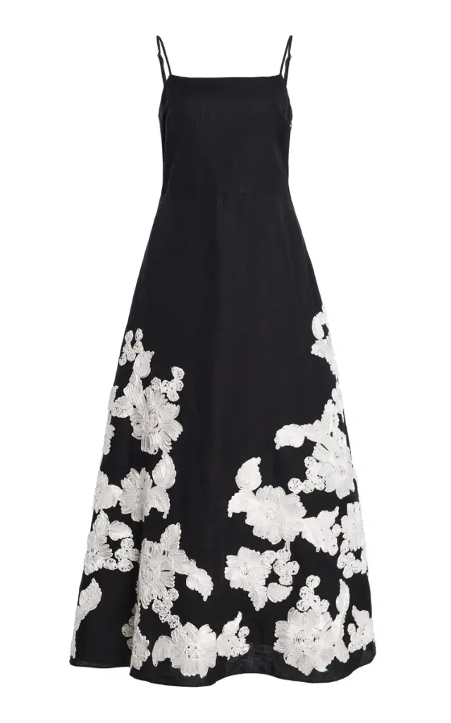 Annabella Soutache Linen Midi Dress