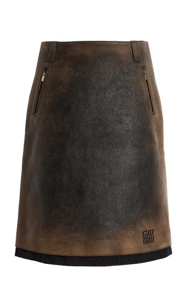 Waxed Suede Midi Skirt