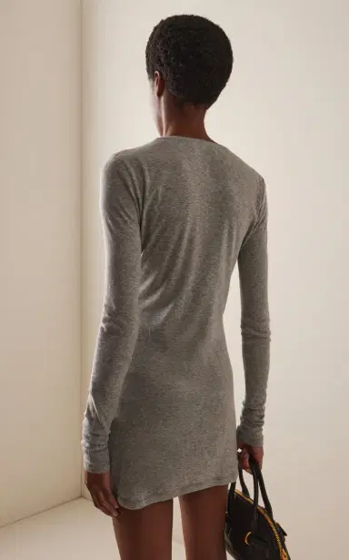 Miu Miu Ribbed Cotton T-Shirt Mini Dress | Thumbnail 4
