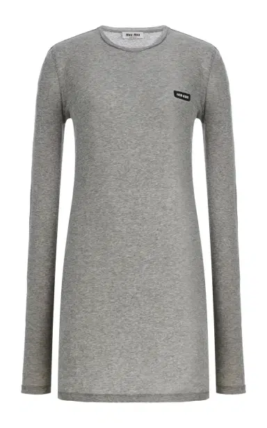 Miu Miu Ribbed Cotton T-Shirt Mini Dress | Thumbnail 1