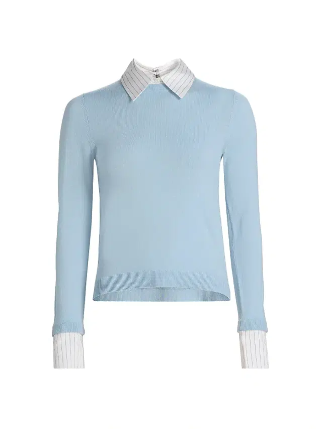 ALICE + OLIVIA Women's Porla Stretch Wool Collared Sweater - Carolina Blue