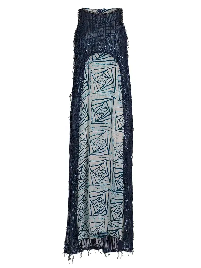 Busayo Women's The Summon Mikun Embellished Abstract A-Line Maxi Dress