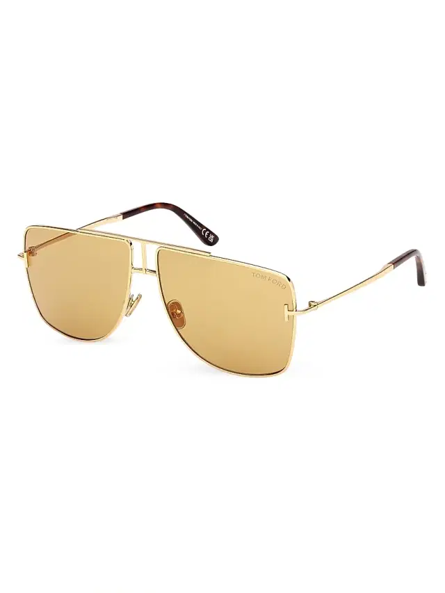 TOM FORD Men's Eliott-02 59MM Geometric Aviator Sunglasses - Yellow Gold