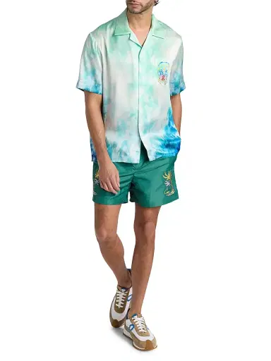 Casablanca Men's Surf Lotus Silk Shirt - Silk Satin | Thumbnail 2 Casablanca Men's Surf Lotus Silk Shirt - Silk Satin | Thumbnail 2