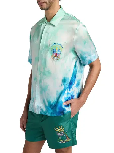 Casablanca Men's Surf Lotus Silk Shirt - Silk Satin | Thumbnail 4 Casablanca Men's Surf Lotus Silk Shirt - Silk Satin | Thumbnail 4